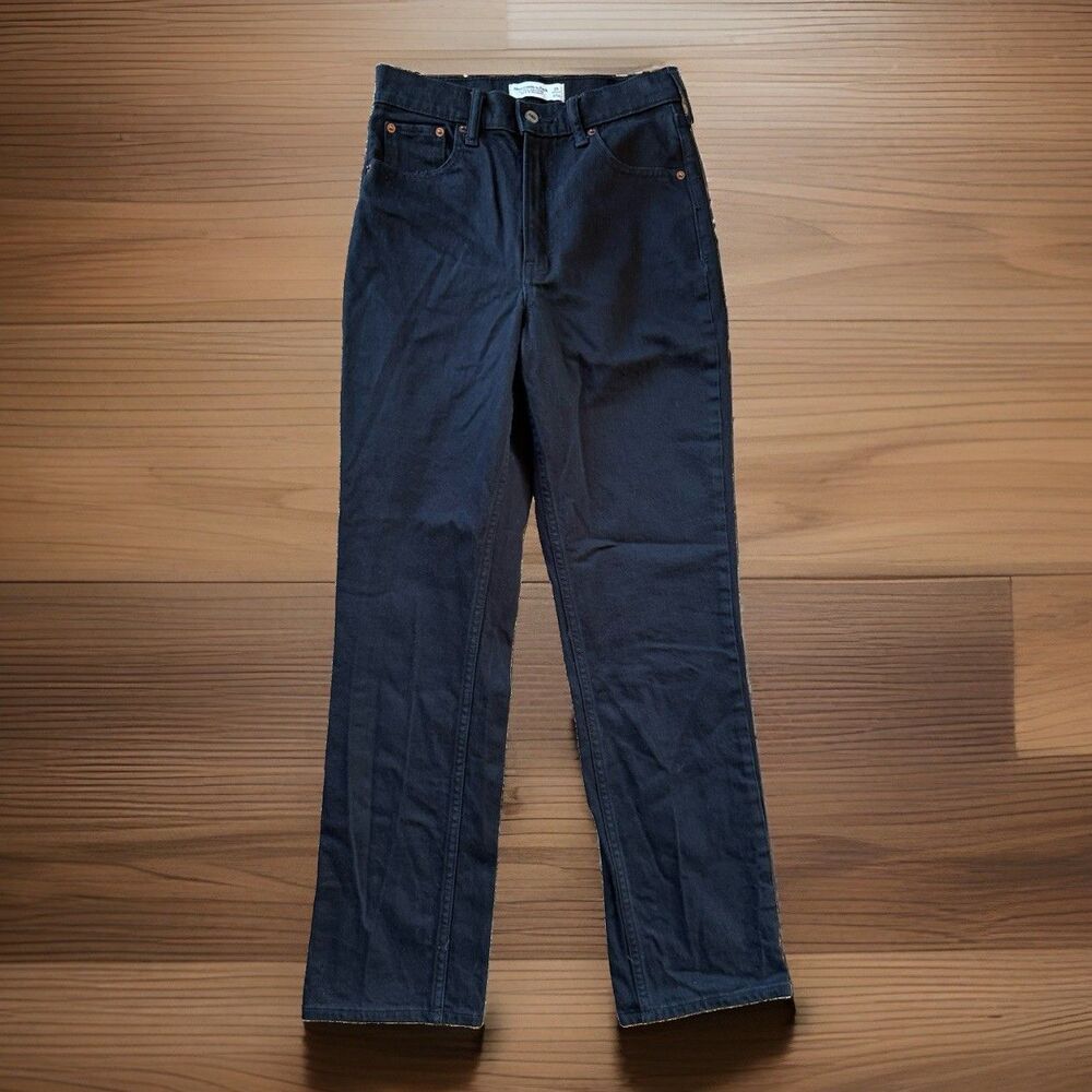 Abercrombie & Fitch Curve Love ’90s Straight Ultra High Rise Black Jeans 25R NEW